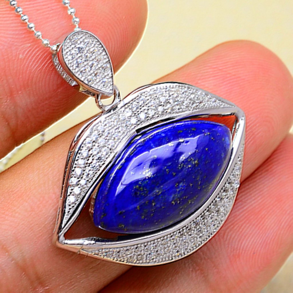 Lapis And Cz Necklace